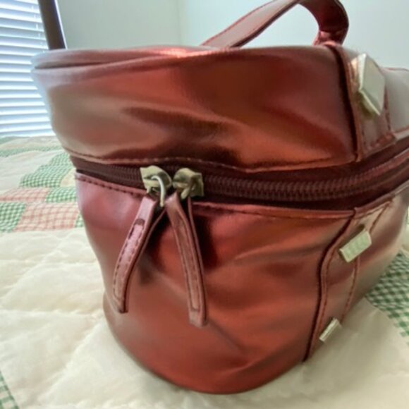 Vintage AVON * METALLIC Red MAKEUP Toiletry CASE * small TRAIN CASE SatchelPURSE - Picture 5 of 10